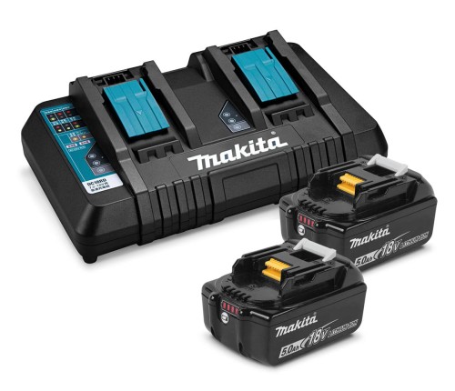 MAKITA Zestaw zasilający do narzędzi LXT® 18 V, 2 x akumulator 5 Ah Li-Ion + 1 x ładowarka 2-gniazdowa DC18RD