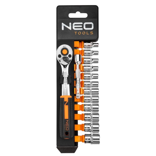 NEO TOOLS 10-000 Klucze nasadowe 1/4" CrV zestaw 14 sztuk