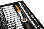 NEO TOOLS 10-008 Klucze nasadowe 1/4" CrV zestaw 63 sztuk w metalowej walizce