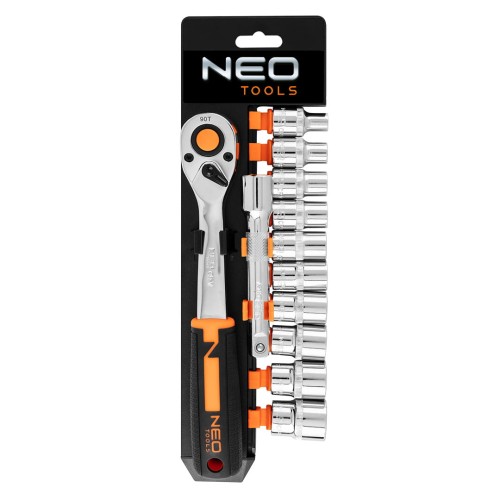 NEO TOOLS 10-030 Klucze nasadowe 1/2" CrV zestaw 12 sztuk