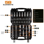 NEO TOOLS 10-042 Klucze nasadowe 1/2" CrV zestaw 58 szt.