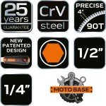 NEO TOOLS 10-054 Klucze nasadowe 1/2" 1/4" zestaw 73 szt. CrV