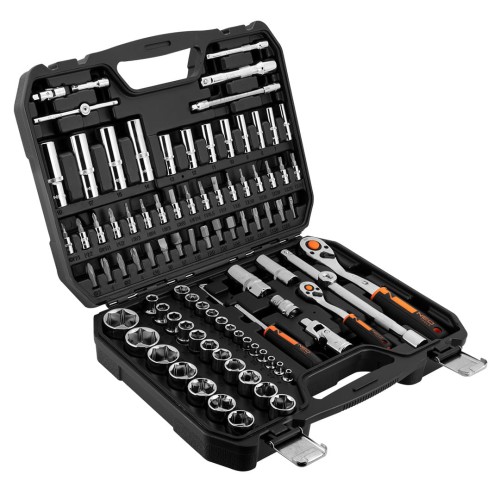 NEO TOOLS 10-062 Klucze nasadowe 1/2" 1/4" CrV zestaw 94 szt.
