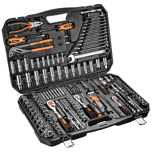 NEO TOOLS 10-078 Klucze nasadowe 1/4" 3/8" 1/2" CrV zestaw 233 szt.
