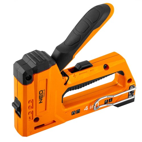 NEO TOOLS 16-030 Zszywacz tapicerski wielofunkcyjny 4w1, 6-14 mm, aluminiowy, zszywki J, G, L, E
