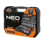 NEO TOOLS 10-220 Klucze nasadowe 1/4" 3/8" 1/2" CrV zestaw 220 szt.