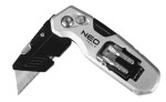 NEO TOOLS 63-705 Nóż z ostrzem trapezowym składany 1+3 ostrza, 2 bity