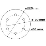 NEO TOOLS 54-029 Krążek ścierny na rzep o średnicy 225 mm, K80, 5 szt., z 6 otworami do szlifierki 59G264, 59G265