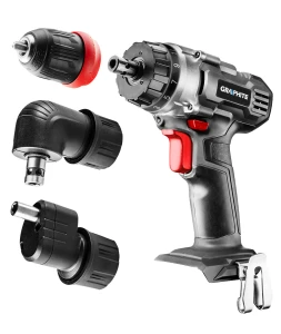 Wiertarko-wkrętarka Energy+ 18V, zdejmowany uchwyt 10 mm, plus dwa adaptery, Graphite 58G022-AD