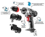 Wiertarko-wkrętarka Energy+ 18V, zdejmowany uchwyt 10 mm, plus dwa adaptery, Graphite 58G022-AD