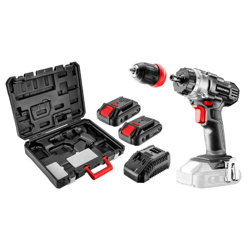 Wiertarko-wkrętarka aku Energy+ 18V, Li-Ion, zdejmowany uchwyt, 2x 2Ah, walizka, Graphite 58G022-SET2