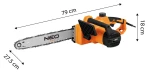 NEO TOOLS 04-632 Pilarka łańcuchowa elektryczna 1800 W, prowadnica 405 mm LOW KICKBACK, beznarzędziowe napinanie