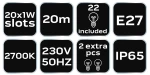 Girlanda ogrodowa 20 m LED filament E27 2700K z żarówkami NEO 99-106