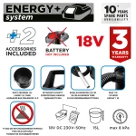 Odkurzacz do popiołu Energy+ 18V Li-lon, zbiornik 15L, bez akumulatora, Graphite 58GE125