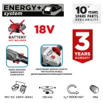 Szlifierka kątowa akumulatorowa Energy+ 18V, 125 mm, bez akumulatora, Graphite 58GE130