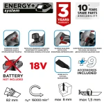 Strug akumulatorowy Energy+ 18V, 82 mm, bez akumulatora, Graphite 58GE135