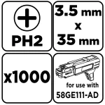 GRAPHITE 58H101 Wkręty na taśmie 3,2x35 mm uniwersalne, do 58GE111-AD, 1000 szt.