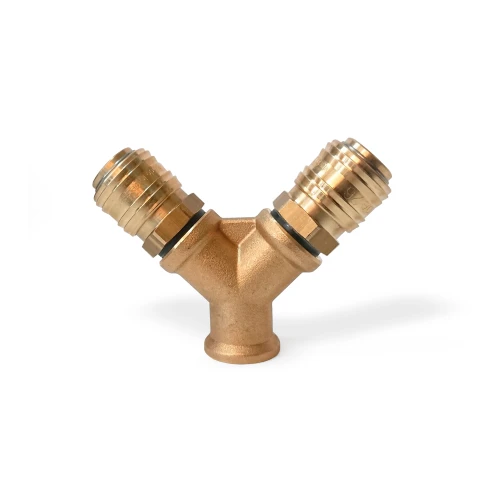 Dwójnik z gwintem wewnętrznym 3/8" z 2 szybkozłączami DN7,2 Standard