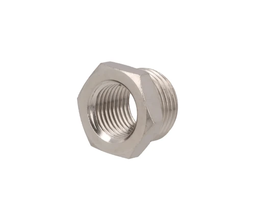 Redukcja 3/8" gwint zewnętrzny - 1/4" gwint wewnętrzny mosiądz niklowany