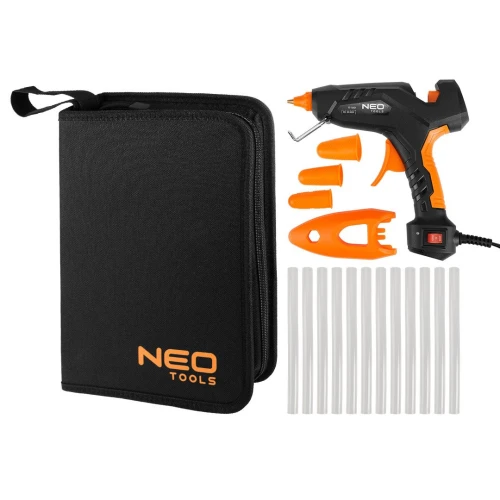 Zestaw: pistolet klejowy 11 mm, 60 / 100W, 12 wkładów, 3 ochraniacze, etui Neo 17-100