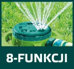 Zraszacz ogrodowy, 8- funkcyjny, powierzchnia zraszania do  125 m2, VERTO 15G780