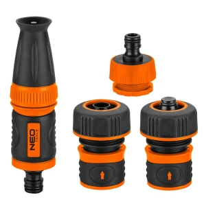 Zestaw 3/4" ze zraszaczem prostym, złączkami i przyłączem do kranu, NEO TOOLS 15-711