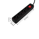 Przedłużacz listwowy 3 m 4 gniazda 3 x 1,5 mm2 czarny ON/OFF  NEO TOOLS 90-185