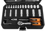 Zestaw kluczy nasadowych 1/4", 55 elementów, CrV, satynowy, walizka, NEO TOOLS 10-201