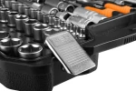 Zestaw kluczy nasadowych 1/2" i 1/4", 110 elementów, CrV, satynowy, walizka, NEO TOOLS 10-211