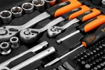 Zestaw kluczy nasadowych 1/2", 3/8" i 1/4", 300 elementów, CrV, satynowy, walizka, NEO TOOLS 10-218