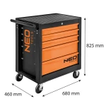Szafka warsztatowa na kołach, 5 szuflad, 117 narzędzi, nośność 280 kg, NEO TOOLS 84-214-6