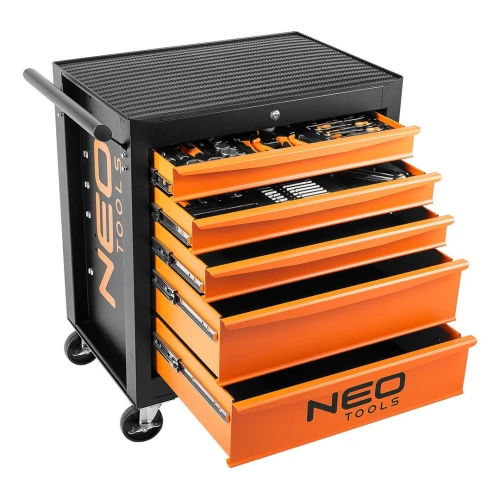 Szafka warsztatowa na kołach, 5 szuflad, 117 narzędzi, nośność 280 kg, NEO TOOLS 84-214-6