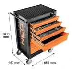 Szafka warsztatowa na kołach, 6 szuflad, 149 narzędzi, nośność 280 kg, NEO TOOLS 84-221-9