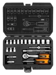 Zestaw kluczy nasadowych 1/4", 20 elementów, CrV, satynowy, walizka, NEO TOOLS 10-230