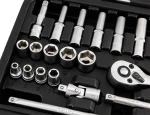 Zestaw kluczy nasadowych 1/4", 23 elementy, nasadki krótkie i długie, CrV, satynowy, NEO TOOLS 10-231