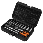 Zestaw kluczy nasadowych 1/4", 23 elementy, nasadki krótkie i długie, CrV, satynowy, NEO TOOLS 10-231