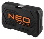 Zestaw kluczy nasadowych 1/4", 23 elementy, nasadki krótkie i długie, CrV, satynowy, NEO TOOLS 10-231