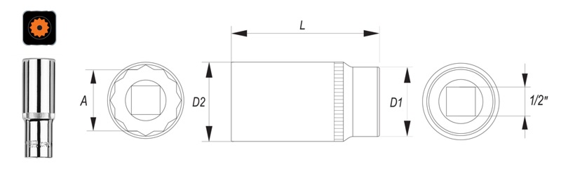 NEO Nasadki dwunastokątne długie
