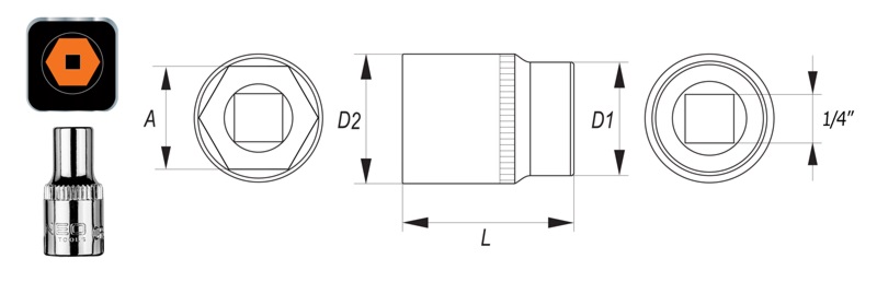 NEO Nasadki sześciokątne 1/4" krótkie
