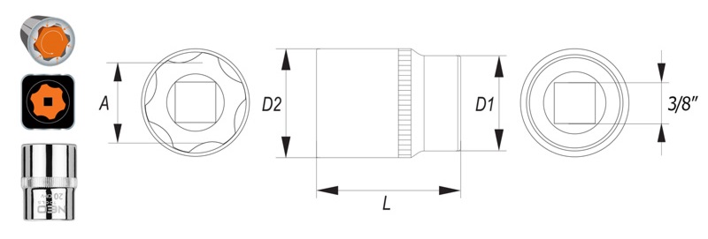 NEO Nasadki sześciokątne 3/8" w technologii SUPERLOCK